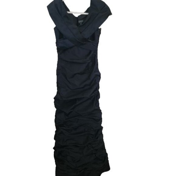 Adrianna Papell Occasions NWT Black Ruched Gown Maxi Dress Size 6 - Picture 1 of 7